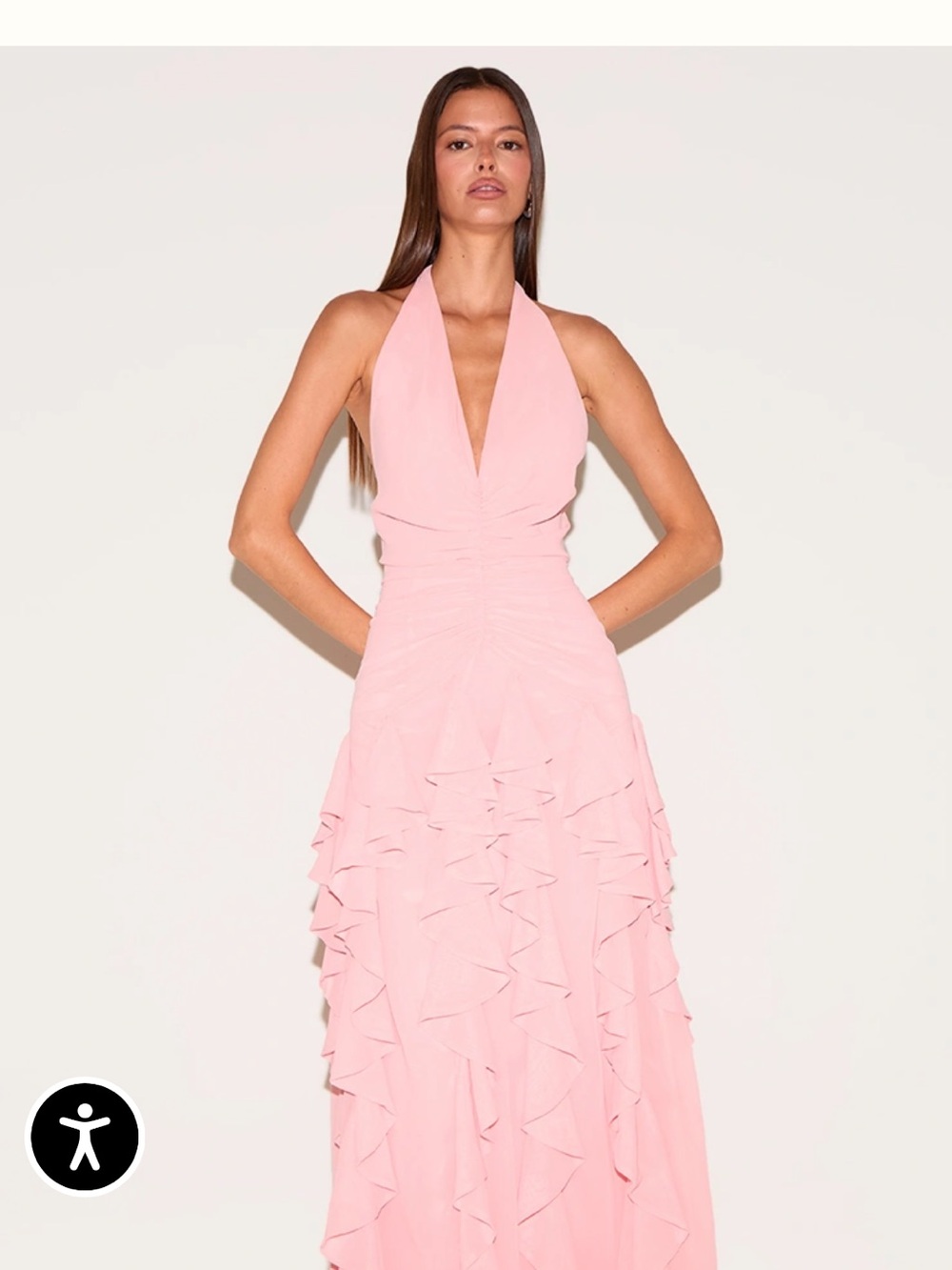 PrettyLittleThing Pink One-Shoulder Ruffle Maxi Dress never worn